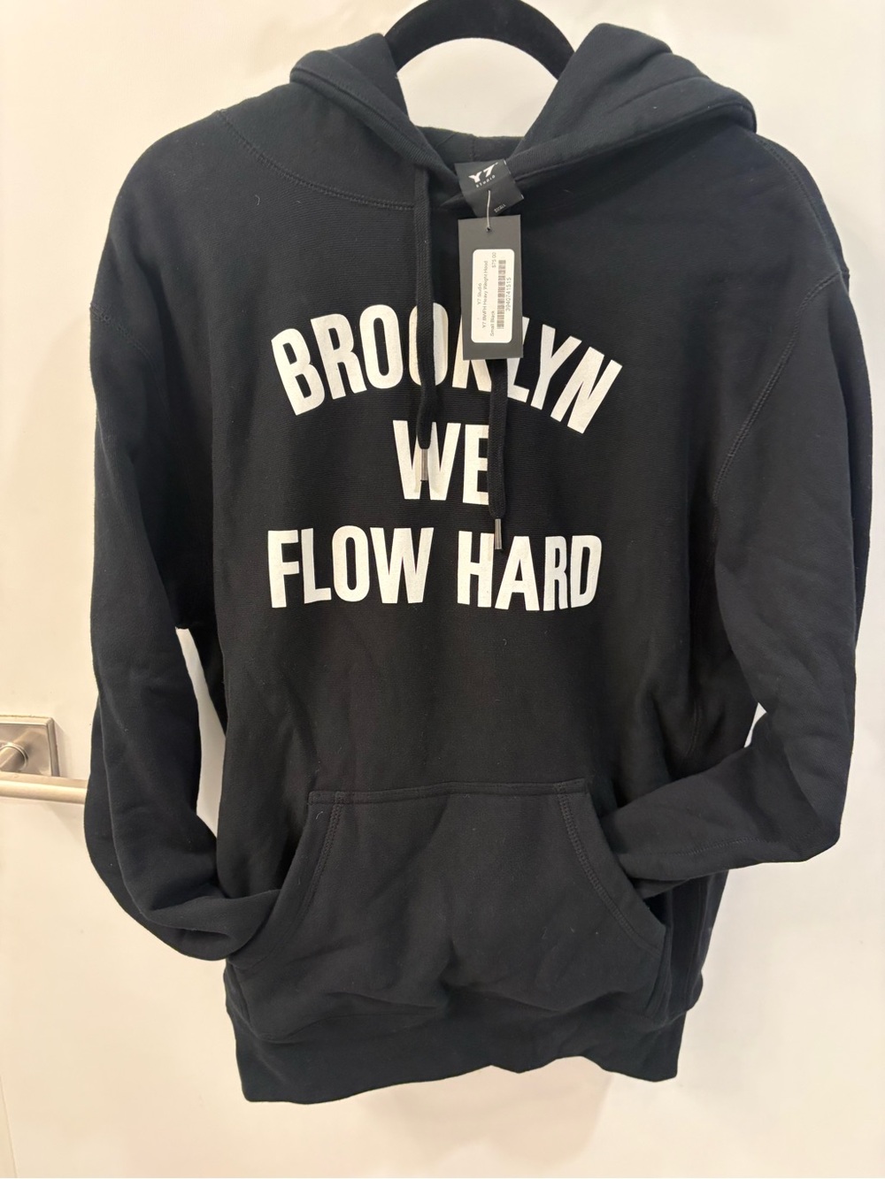 Y7 Studios Brooklyn We Flow Hard Hoodie Black Small New with Tags